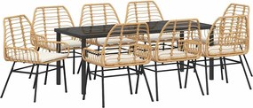 vidaXL Kert étkező szett 9 pcs Barna polirattan