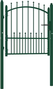 vidaXL zöld acél kerítéskapu cövekekkel 104 x 97 cm