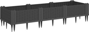 vidaXL fekete polipropilén kerti virágláda cövekekkel 125x40x28,5 cm