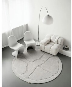 Világosszürke gyapjú kerek szőnyeg ø 133 cm Morphic Organica – Agnella