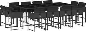 vidaXL 13 részes fekete polyrattan kerti ülőgarnitúra párnákkal