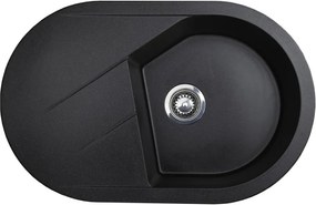 Vesta Plus Metalac 190595 Gránit Mosogatótálca - Extra mély, Csepegtetőtálcás, Szemcsés Fekete