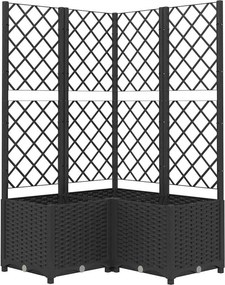 vidaXL fekete polipropilén rácsos kerti ültetőláda 80 x 80 x 136 cm