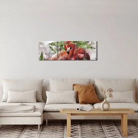 Kép - Flamingók (órával) (90x30 cm)