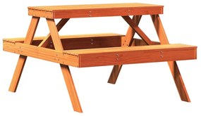 viaszbarna tömör fenyőfa piknik asztal 105 x 134 x 75 cm