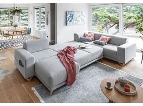 Világosszürke kinyitható-tárolóhelyes sarokkanapé (jobb oldali-U alakú) Classy Sophie – Miuform