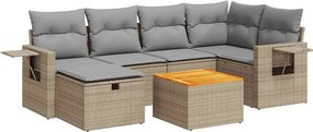 vidaXL 7 részes bézs polyrattan kerti ülőgarnitúra párnákkal