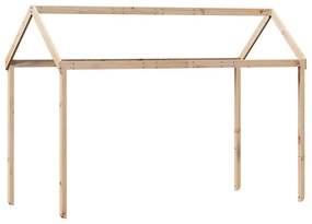 tömör fenyőfa magasított ágy tetővel 90 x 190 cm