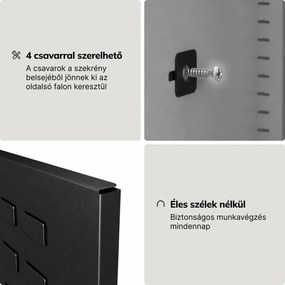Oldalsó, fekete perforált tábla tárolókhoz, 334x684x18 mm: MEGAN kiegészítők