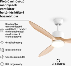 Klarstein SkyBreeze intelligens mennyezeti ventilátor világítással | 132 cm | 27 W | Csendes | LED | Fa