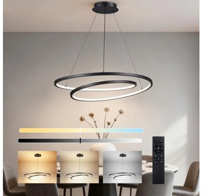 Brilagi-LED Dimmelhető kábeles csillár TWISTER LED/105W/230V átm. 100 cm fekete + távirányító