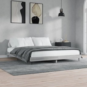 szürke sonoma színű szerelt fa ágykeret matrac nélkül 180x200cm