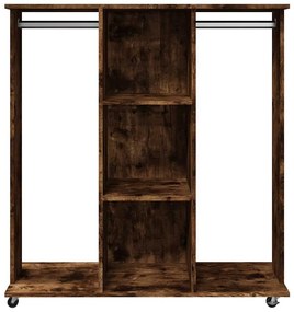 füstös tölgy szerelt fa ruhásszekrény kerékkel 102x38x110 cm