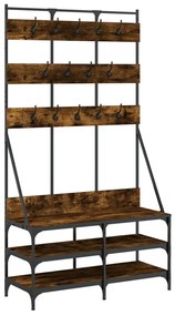 füstös tölgy színű ruhafogas cipőpolccal 100x40x184 cm