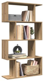 4 szintes kézműves tölgy fa elválasztó könyvespolc 70x24x129 cm