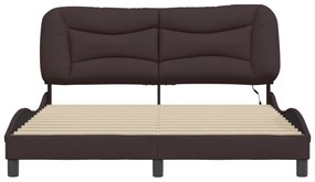 sötétbarna szövet ágykeret LED-es matrac nélkül 160 x 200 cm