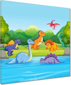 Vászonkép 80x80 Vidám dinoszaurusz csapat