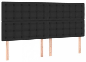 fekete műbőr ágykeret fejtámlával 200x200 cm