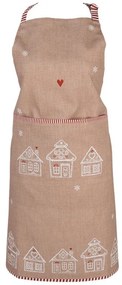 Karácsonyi pamut konyhai kötény mézeskalács házakkal