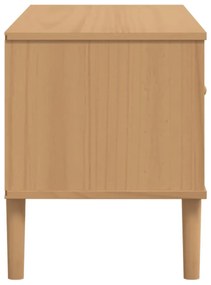 SENJA barna rattanhatású tömör fenyő tévészekrény 106x40x49 cm