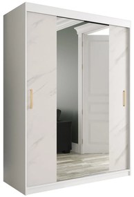 Ruhásszekrény 150 cm Marbelo T1 (matt fehér + fehér márvány). 1064568