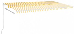 sárga és fehér kézzel kihúzható LED-es napellenző 600 x 350 cm
