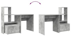 Asztal fiókkal Beton szürke 131.5 x 50 x 106.5 cm Faanyag