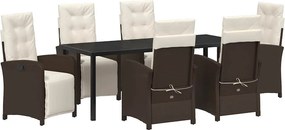 vidaXL Kert étkező szett párnával 7 pcs Barna polirattan