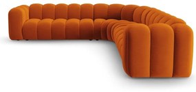 Téglavörös bársony moduláris sarokkanapé Lupine – Micadoni