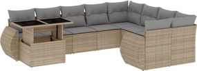 vidaXL 10 részes bézs polyrattan kerti ülőgarnitúra párnával