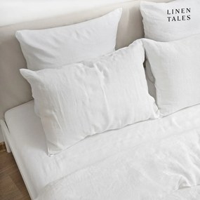 Fehér gumis len lepedő 140x200 cm White – Linen Tales