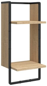 4 részes sonoma tölgy színű szerelt fa fali polc szett rúddal