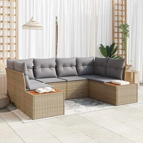 vidaXL Kerti Kanapé Szett 6 pcs Beige és Világosszürke Polyrattan