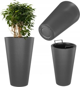 Virágtartó 29,5 cm Fedő Virágbetét Műanyag Magas Antracit