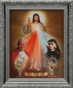 Vászonkép 31x26 Jézus Krisztus Jézus Bízom Benned Ezüst Díszített Keret