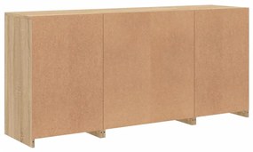 sonoma tölgy színű tálalószekrény LED-ekkel 142,5 x 37 x 67 cm