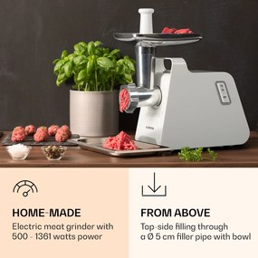 Klarstein Mighty Mince 500, elektromos húsdaráló, 1361 W, 3 perforált acéltárcsával