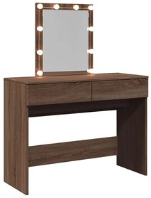 barna tölgy színű fésülködőasztal LED-del 100 x 40 x 130 cm