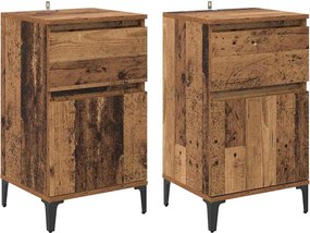 vidaXL Éjjeliszekrény fiókkal 2 pcs Öreg fa 40 x 35 x 70 cm Faanyag