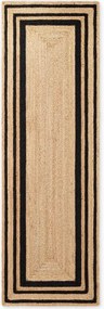 Fekete-natúr színű kétoldalas-kézi szövésű juta futószőnyeg 70x200 cm Jutta – Hanse Home