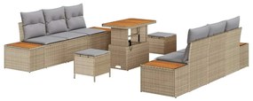 vidaXL Kerti Kanapé Szett párnával tárolóval 9 pcs Bézs Poli rattan