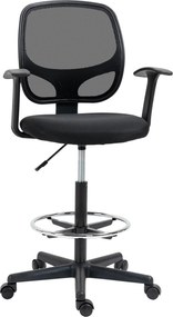 Vinsetto Magasságban Állítható Irodai Szék Kartámaszokkal, Forgó Kerekekkel és Habpárnázott Ülőrésszel, 60x56x110-132 cm, Fekete | Aosom