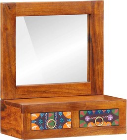 vidaXL Fali Szekrény fiókkal Barna 40 x 20 x 50 cm Tömör Akácfa