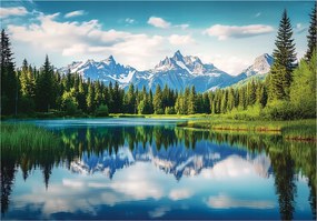 3D Fotótapéta Hegyek Erdő Tó Hálószoba Nappali Tapéta Flizelina 150x105