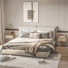 HOMCOM 2 darabos lebegő éjjeli szekrény készlet fiókkal, hálószobába, nappaliba, 43x36.5x30.5 cm, természetes | Aosom