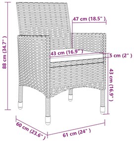 5 részes szürke polyrattan kültéri étkezőgarnitúra párnákkal