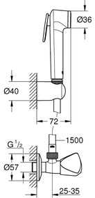 GROHE 26357000 - Fali készlet sarokszeleppel, fényes króm