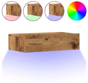 2 db antik fa színű TV-szekrény LED-lámpákkal 60 x 35 x 15,5 cm