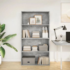betonszürke szerelt fa könyvespolc 80 x 30 x 152 cm