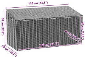 szürke polyrattan kerti tárolóláda 110x50x58 cm